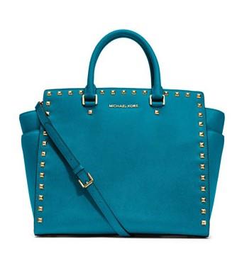 michael kors stor selma piggdekk saffiano stoff turquoise Fashion Pris 2wd5f